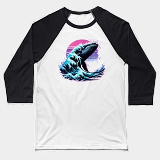 Whale In Great Wave Kanagawa Vaporwave Baseball T-Shirt